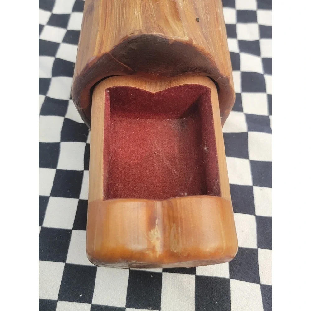 Hand-Carved Cedar Heart Secret Box •‎ Puzzle Drawer • Rustic Wood Trinket